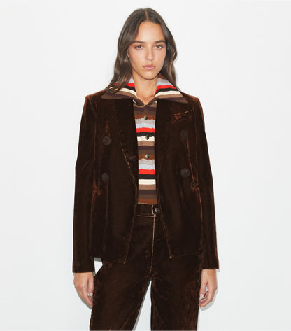 Tory Burch Denim Blazer - Dark Brown