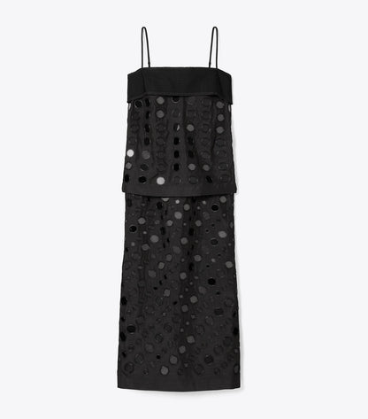 Tory Burch Layered Hand-Done Mirrorwork Dress - Black