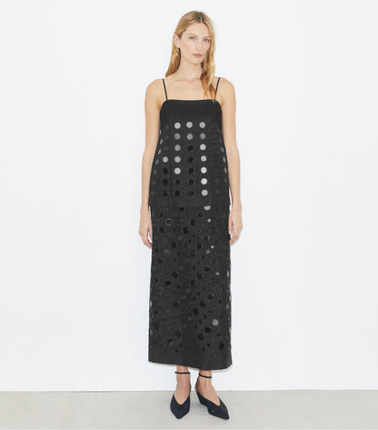 Tory Burch Layered Hand-Done Mirrorwork Dress - Black