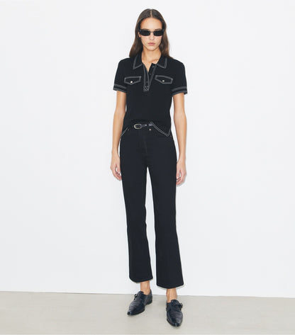 Tory Burch Cropped Flare Jean - Black