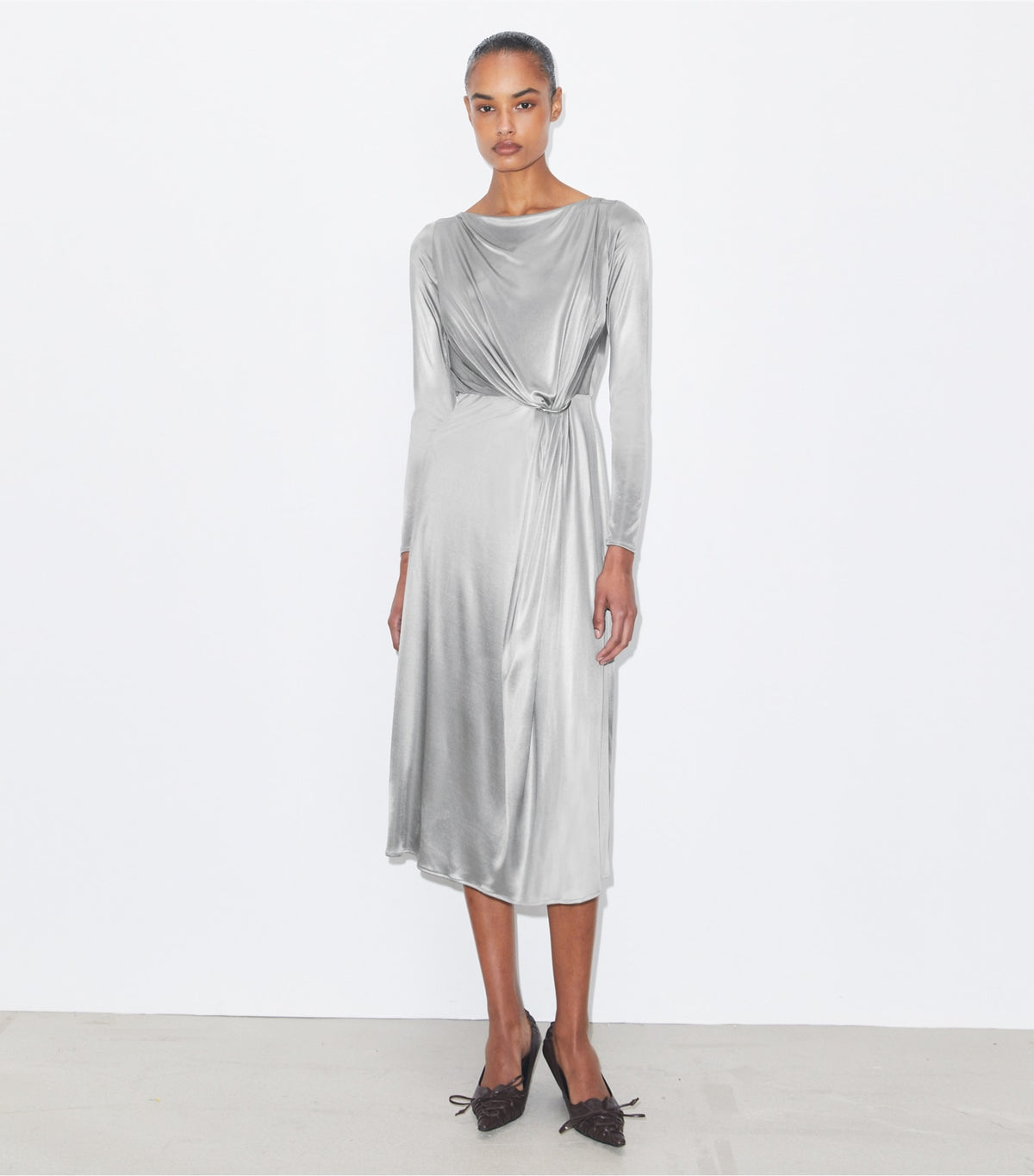 Tory Burch Ruched Jersey Dress - Gray