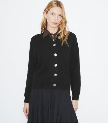 Tory Burch Merino Wool Cardigan - Black