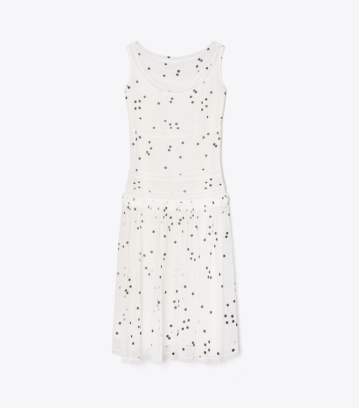 Tory Burch Pleated Silk Lace Dress - Black Dots