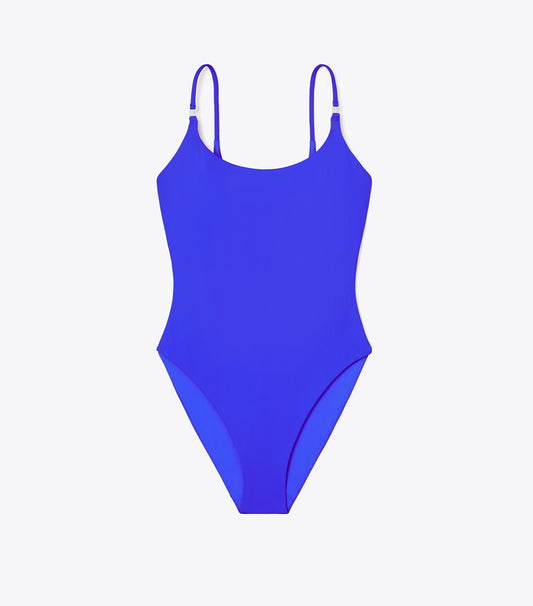 Tory Burch Solid Swimsuit - Bright Blue