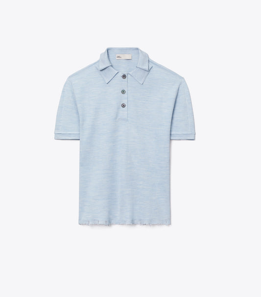 Tory Burch Silk Polo - Light Blue