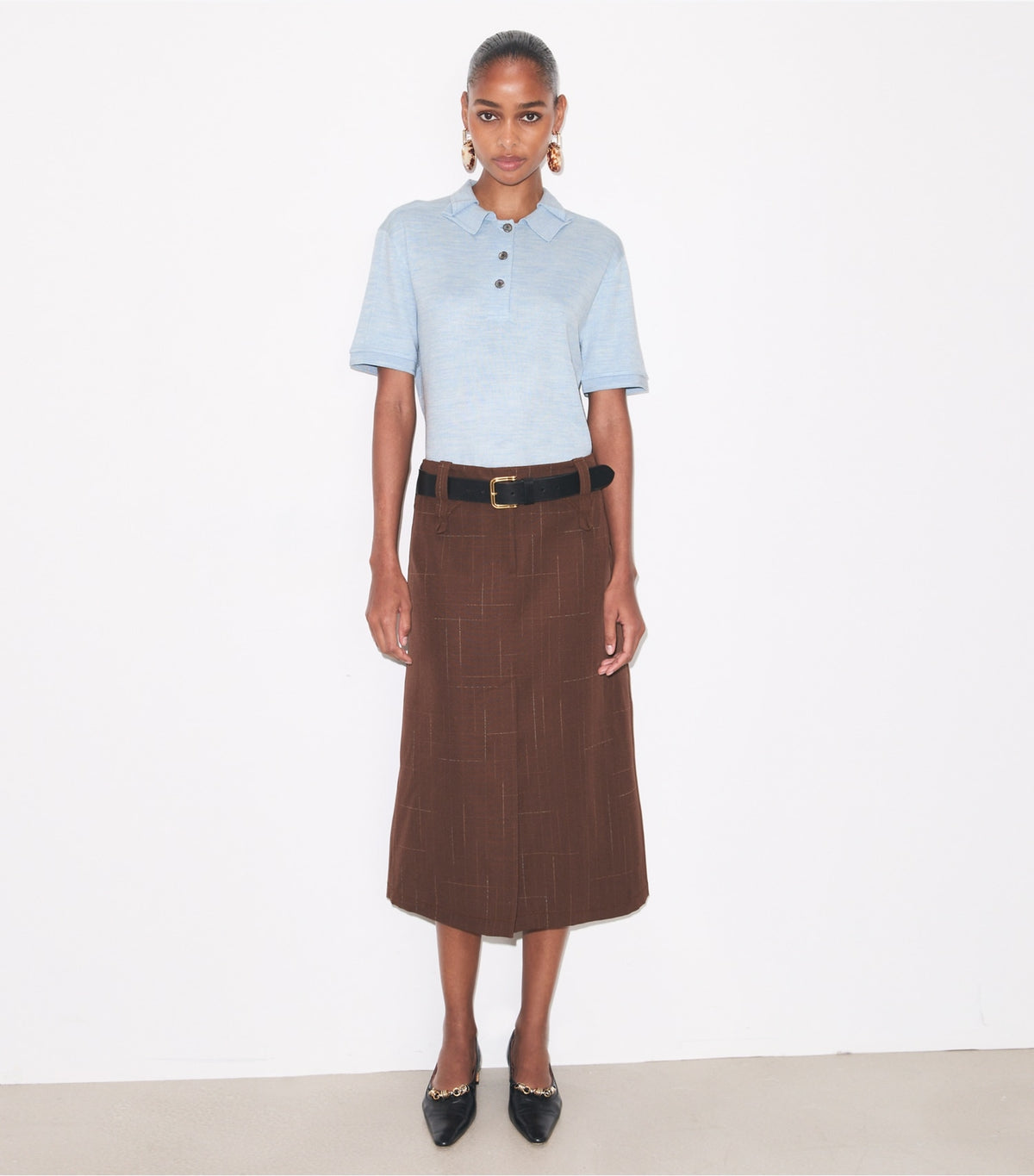 Tory Burch Silk Polo - Light Blue