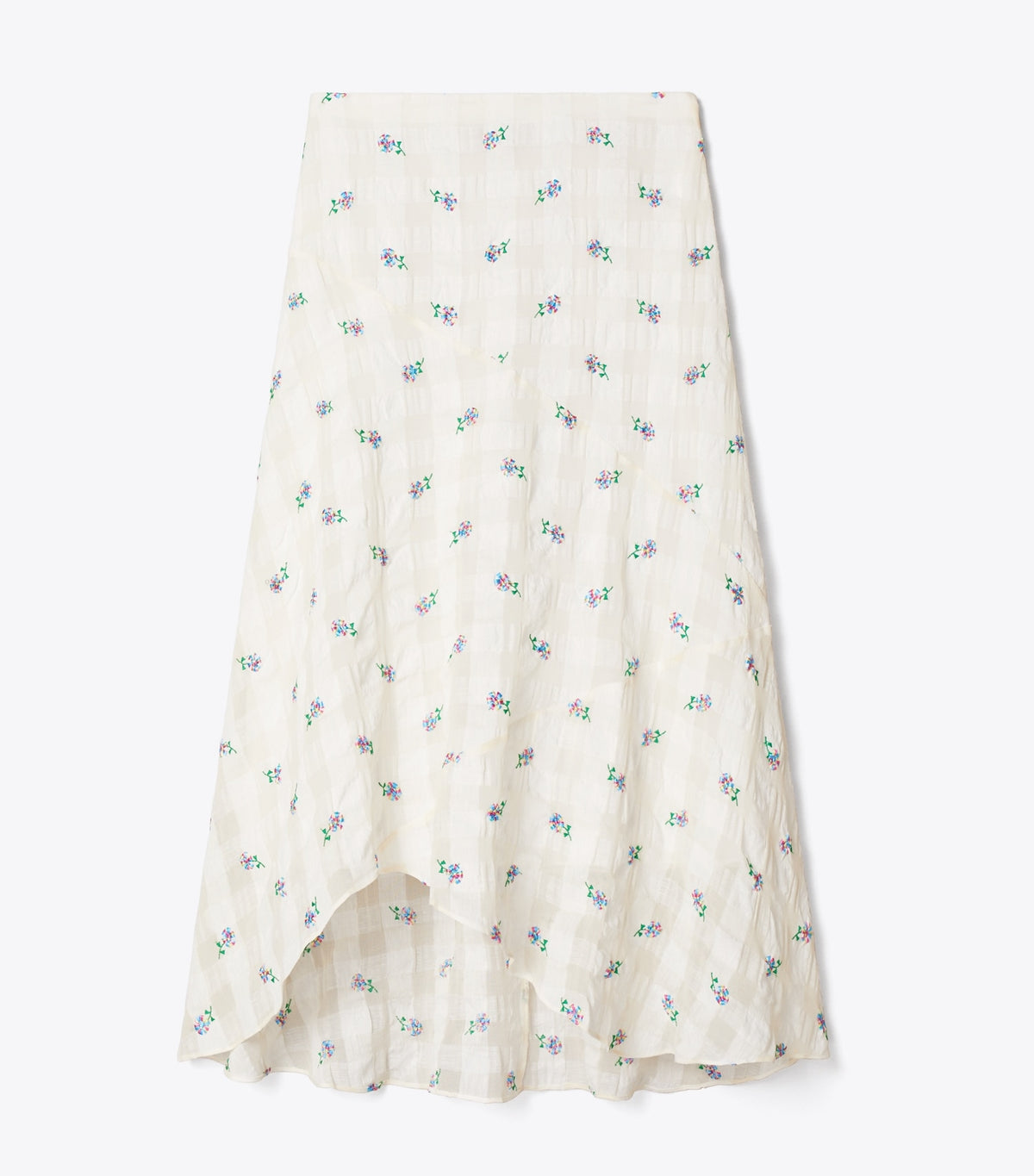 Tory Burch Embroidered Linen Skirt - Ivory Embroidered Gingham