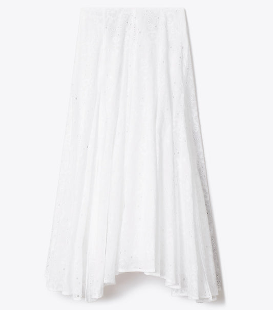 Tory Burch Cotton Eyelet Skirt - White