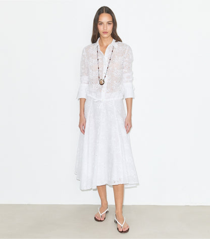 Tory Burch Cotton Eyelet Skirt - White
