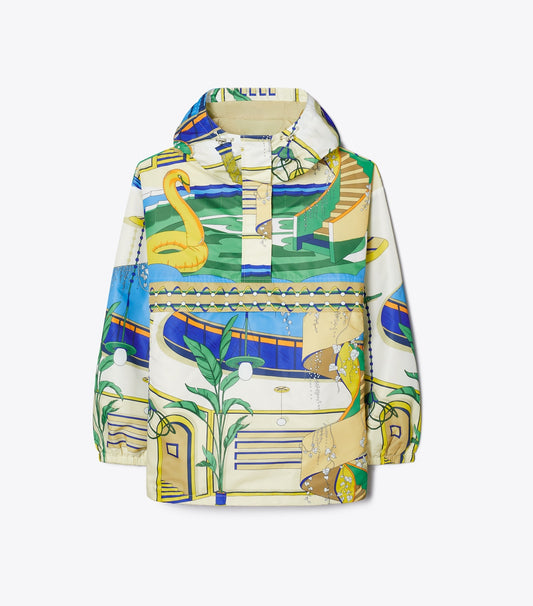 Tory Burch Nylon Half-Zip Anorak - The Pool Blue