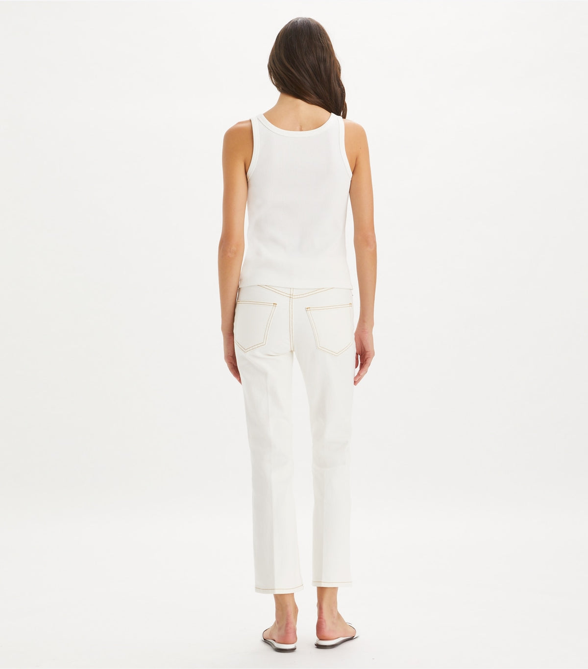 Tory Burch Cropped Flare Jean - White Chalk Wash