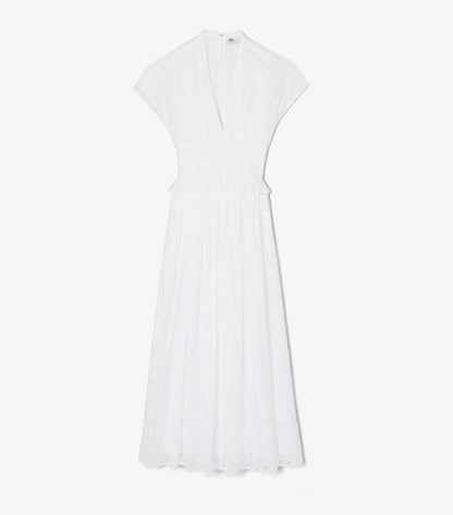 Tory Burch Eyelet Cotton Dress - White