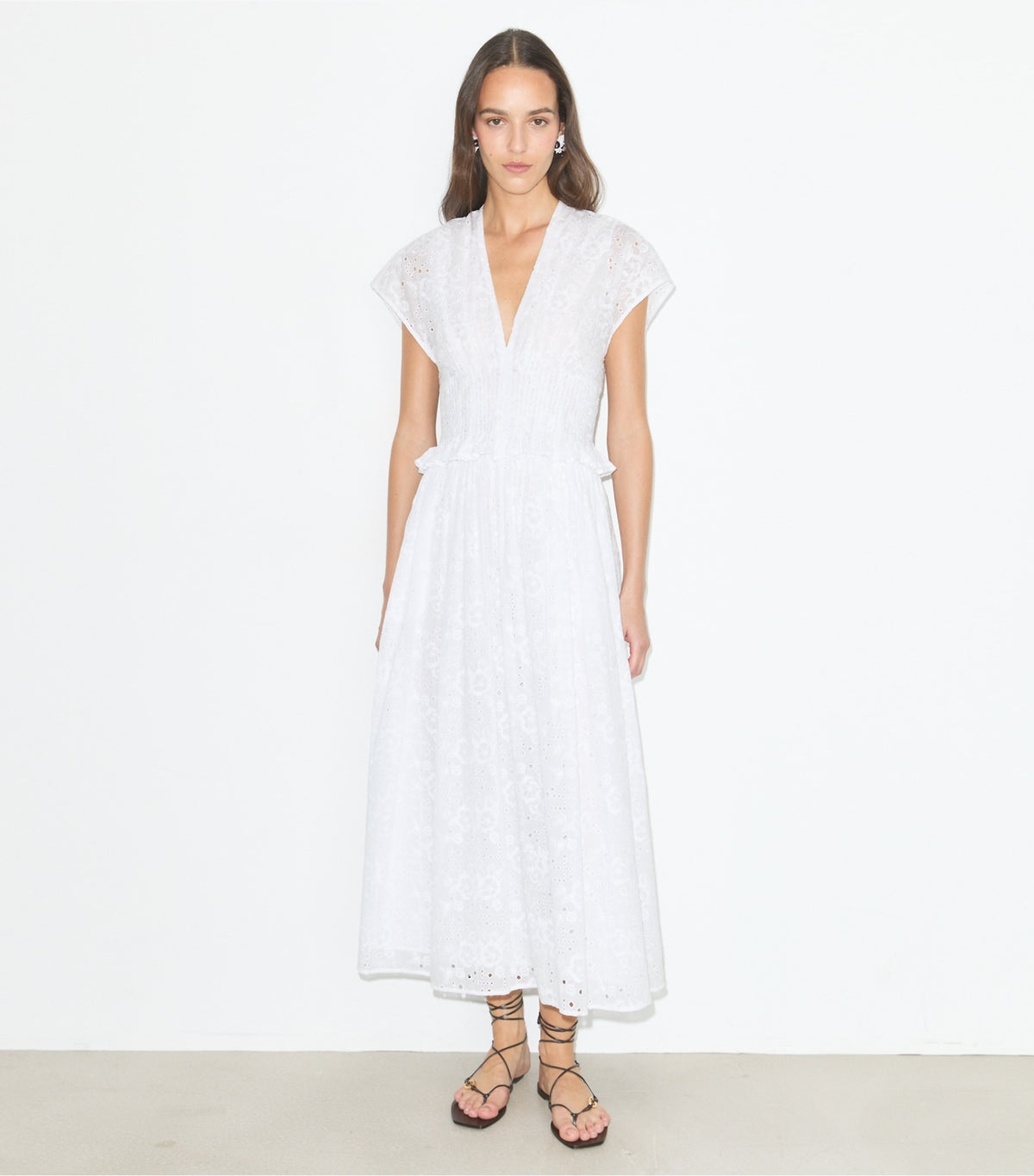 Tory Burch Eyelet Cotton Dress - White