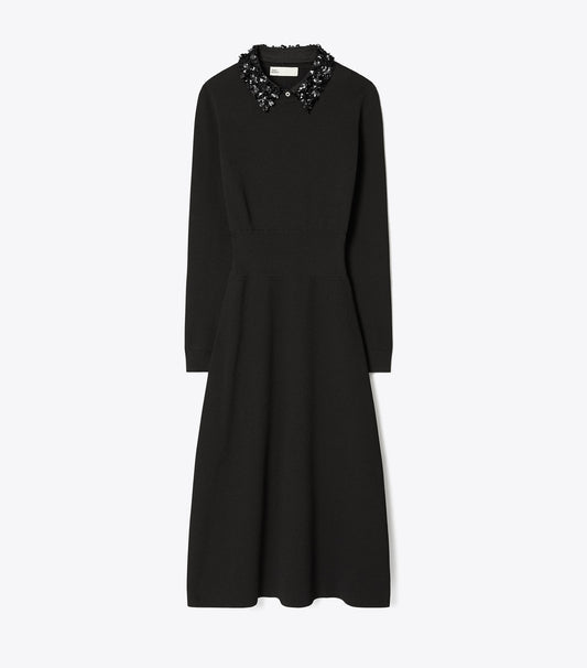 Tory Burch Embellished Collar Dress - Black