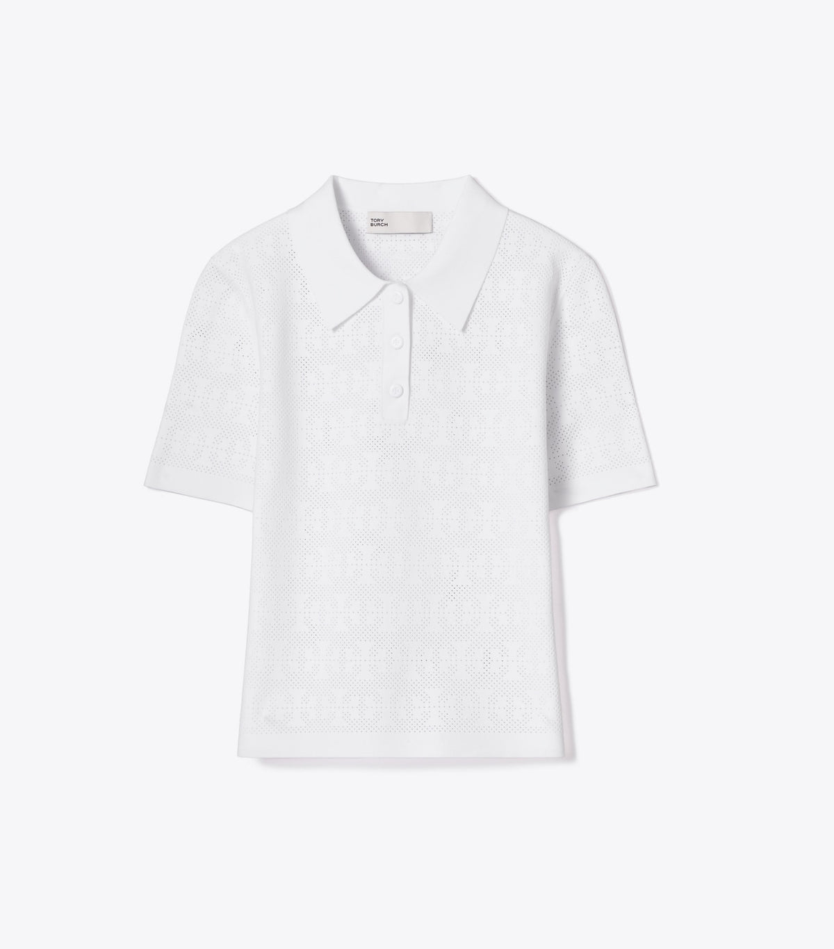 Tory Burch Pointelle Viscose Polo - White