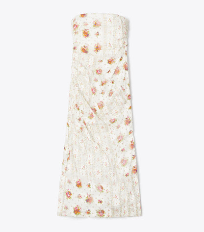 Tory Burch Strapless Cotton Jacquard Dress - Multi Floral