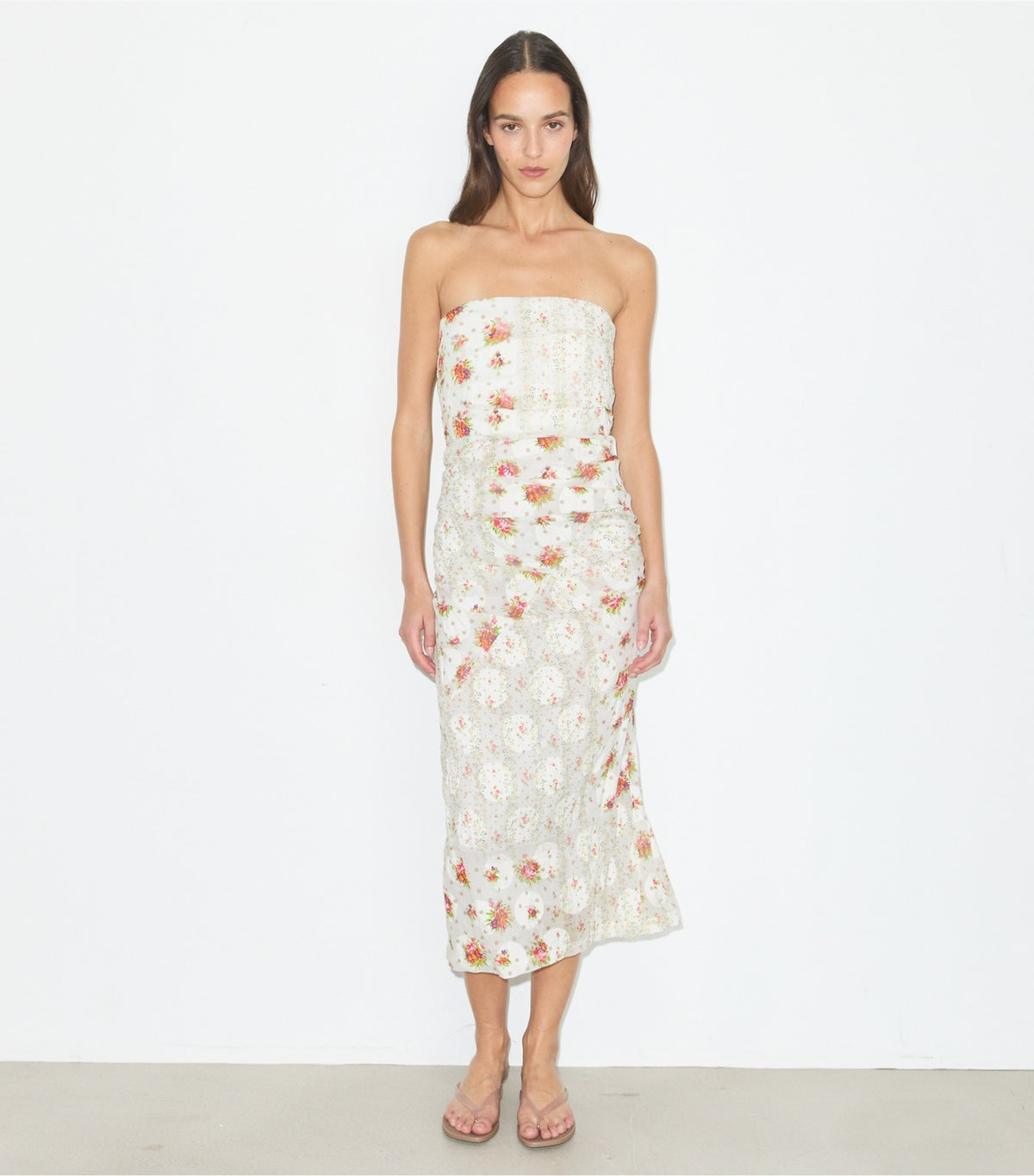 Tory Burch Strapless Cotton Jacquard Dress - Multi Floral