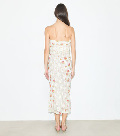Tory Burch Strapless Cotton Jacquard Dress - Multi Floral