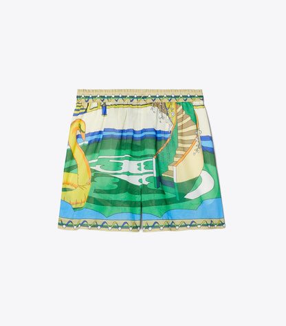 Tory Burch Printed Camp Shorts - The Pool Blue