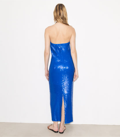 Tory Burch Sequined Mesh Dress - Bay Blue