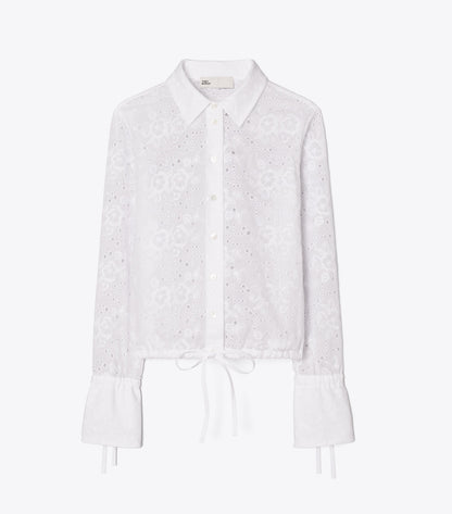 Tory Burch Cotton Eyelet Blouse - White