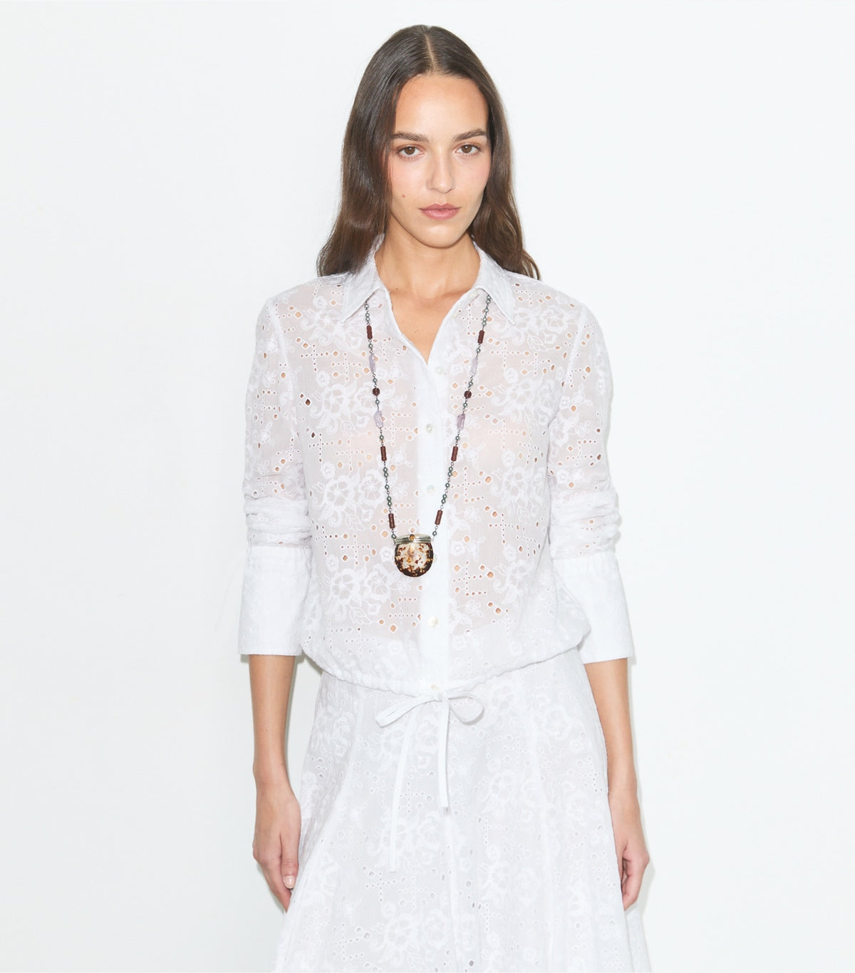 Tory Burch Cotton Eyelet Blouse - White