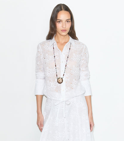 Tory Burch Cotton Eyelet Blouse - White