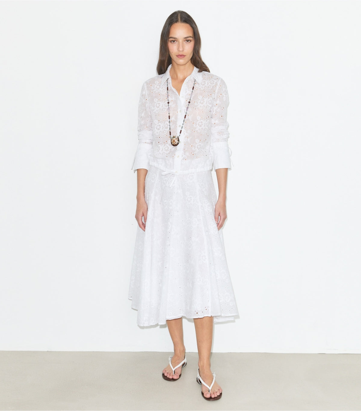 Tory Burch Cotton Eyelet Blouse - White