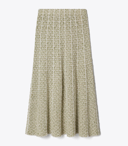 Tory Burch Pleated Knit Skirt - Green / White