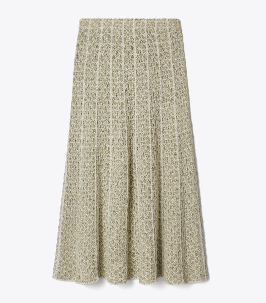 Tory Burch Pleated Knit Skirt - Green / White