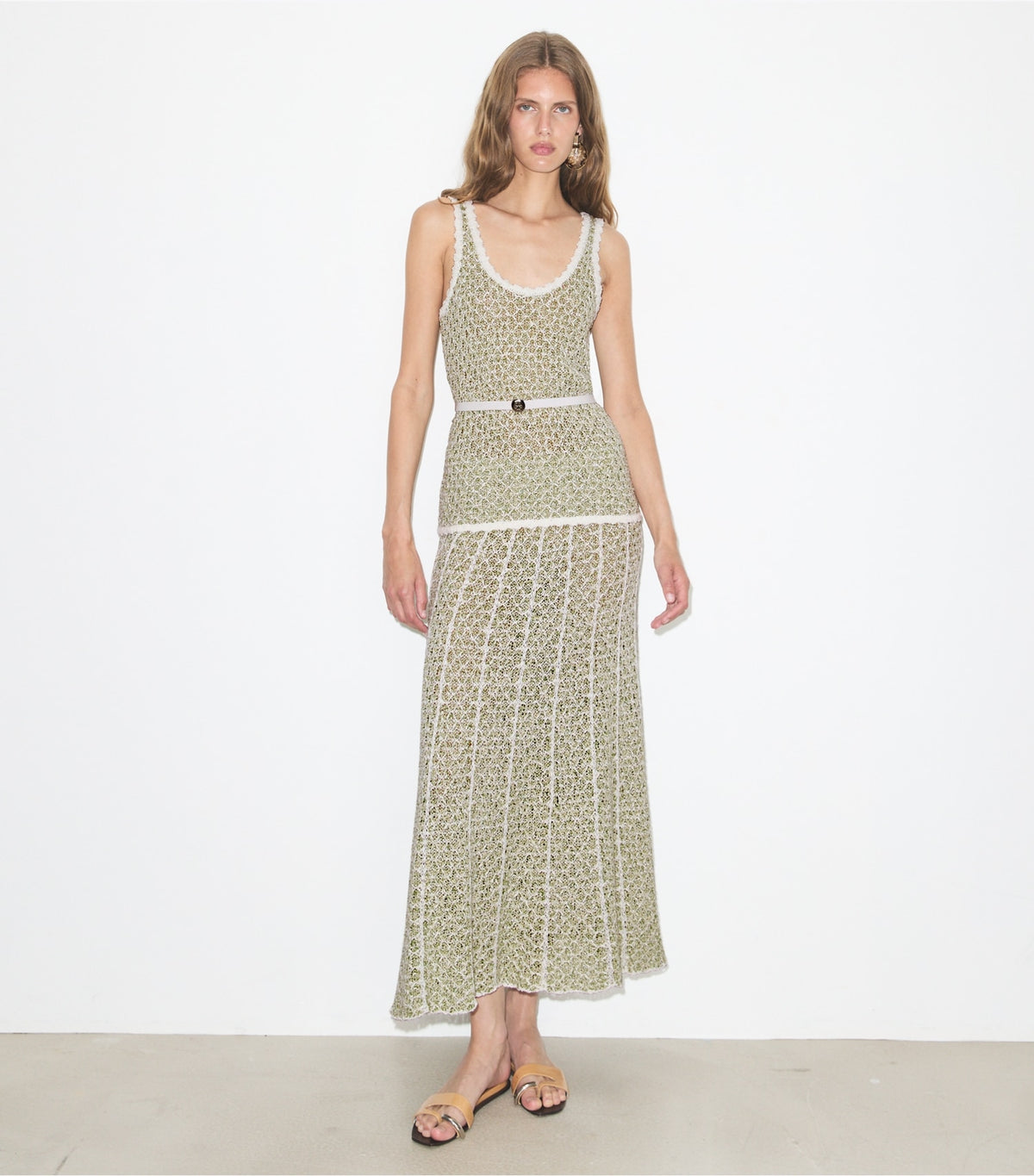 Tory Burch Pleated Knit Skirt - Green / White