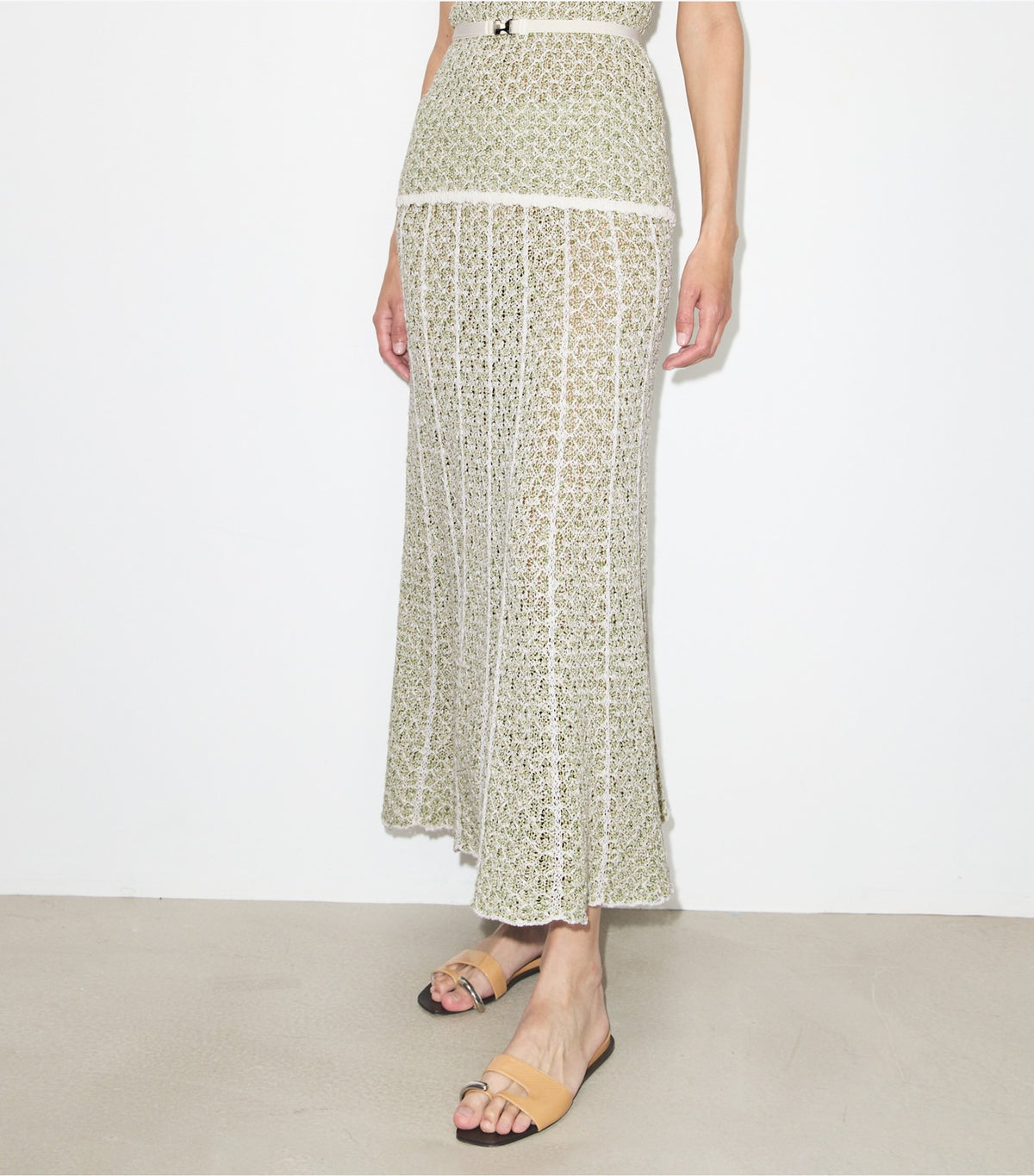 Tory Burch Pleated Knit Skirt - Green / White
