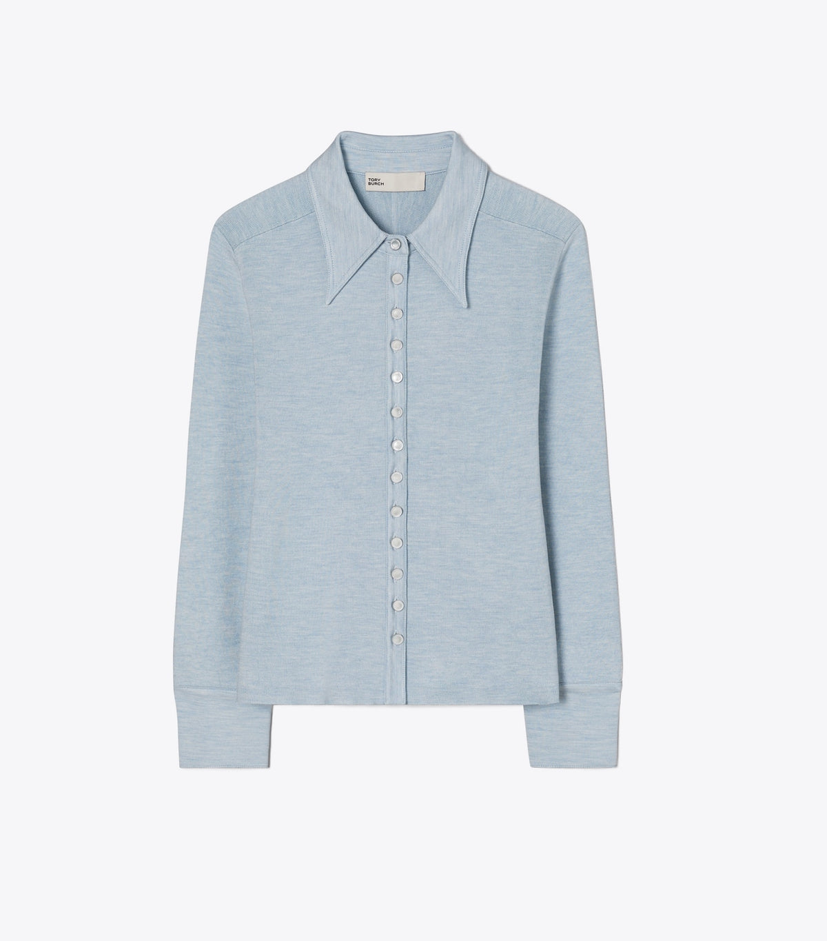 Tory Burch Silk Polo Cardigan - Light Blue