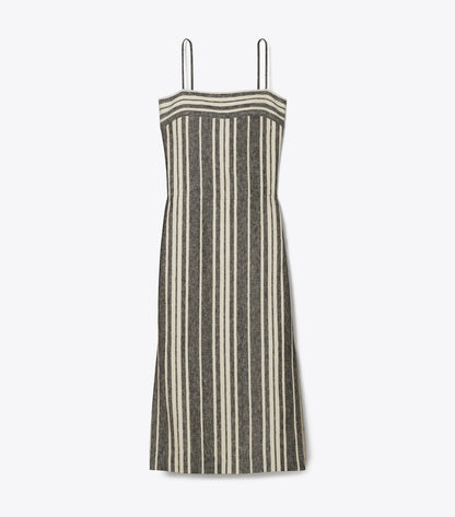 Tory Burch Linen Backless Dress - Black / Ivory
