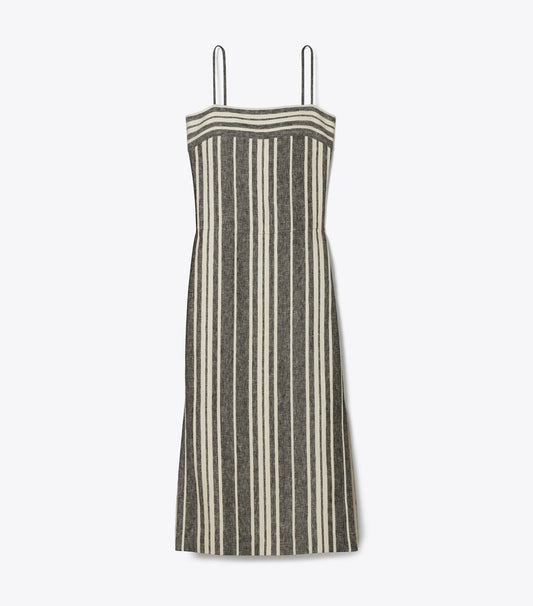 Tory Burch Linen Backless Dress - Black / Ivory