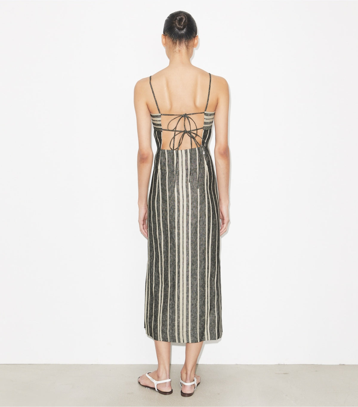 Tory Burch Linen Backless Dress - Black / Ivory