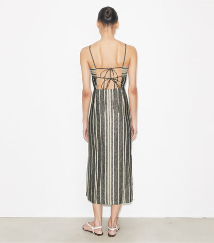 Tory Burch Linen Backless Dress - Black / Ivory
