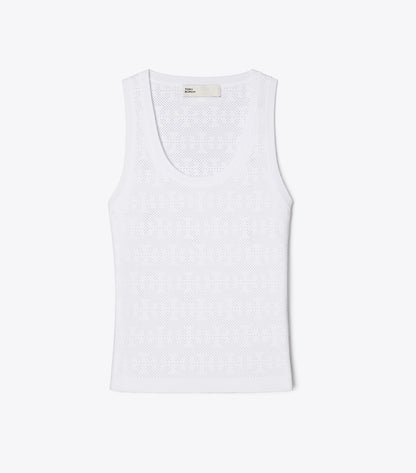Tory Burch Pointelle Viscose Tank - White