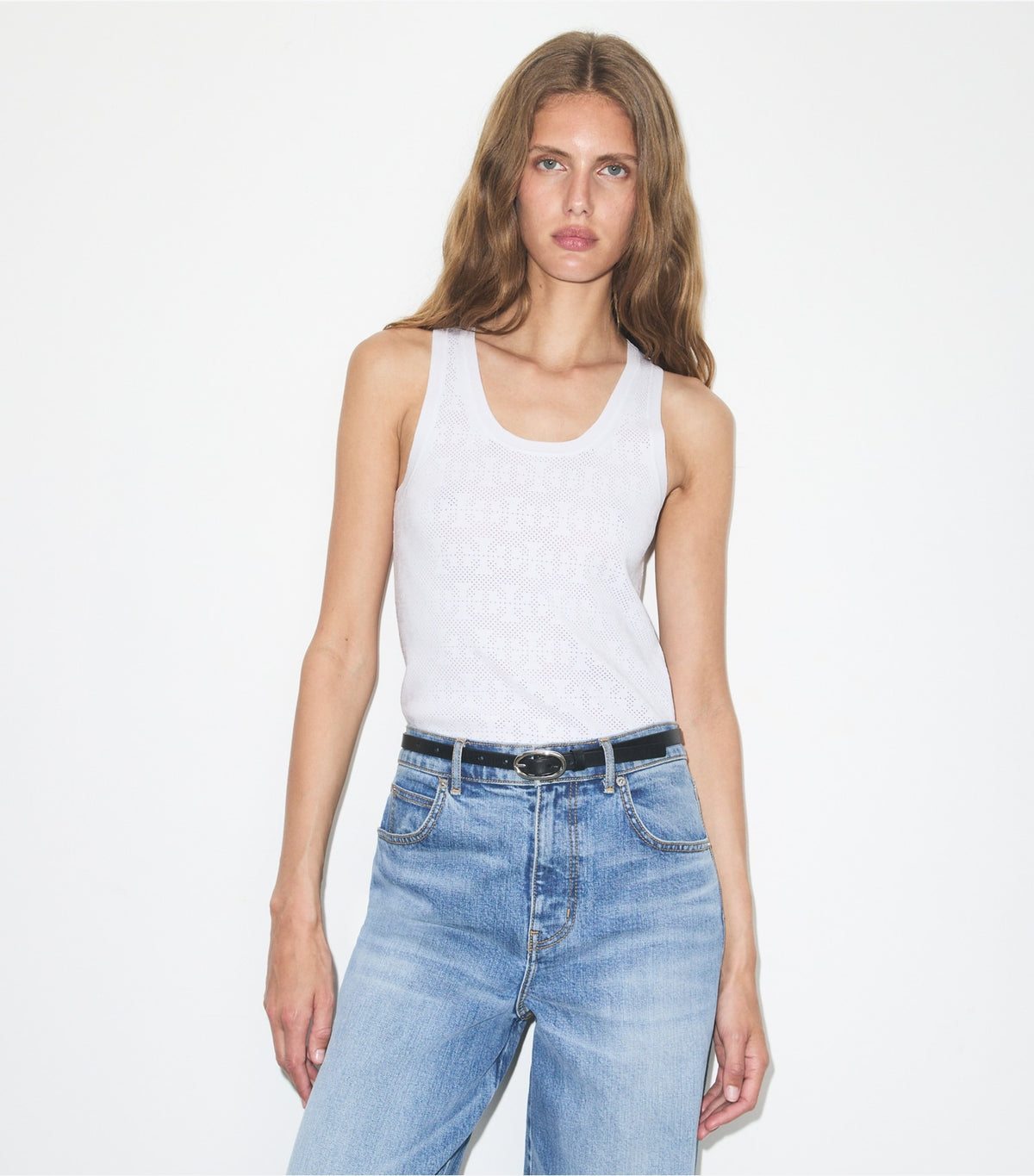 Tory Burch Pointelle Viscose Tank - White