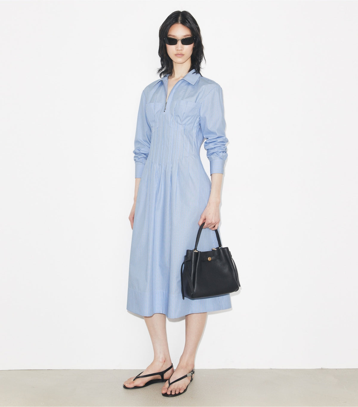 Tory Burch Striped Shirtdress - Blue Stripe