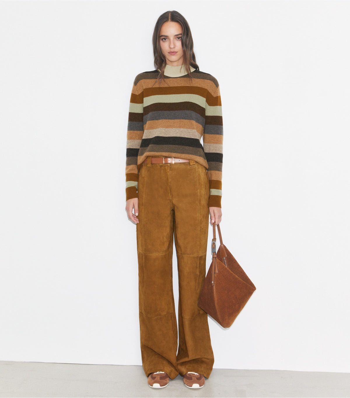 Tory Burch Relaxed-Fit Suede Pant - Hazelnut Suede