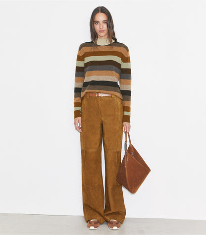 Tory Burch Relaxed-Fit Suede Pant - Hazelnut Suede