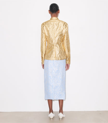 Tory Burch Silk Jacquard Skirt - Light Blue Wispy Flower