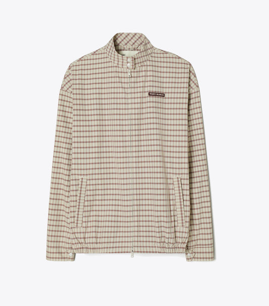 Tory Burch Nylon Plaid Golf Jacket - Crimson Rust Dense Plaid Sport