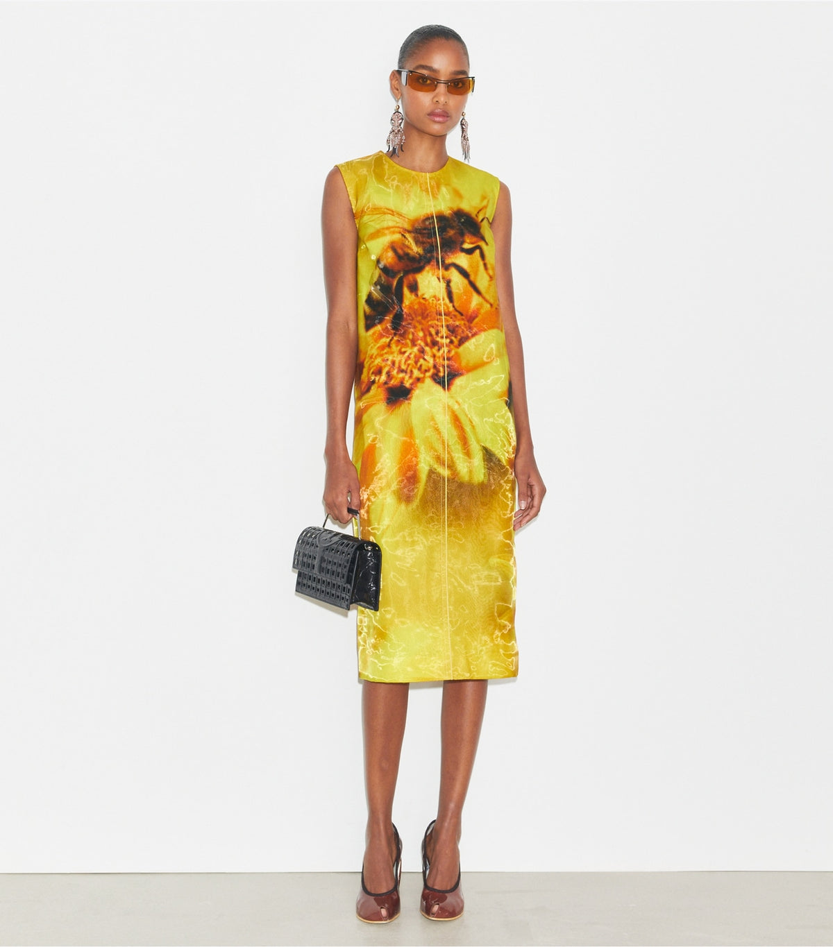 Tory Burch Printed Organza Dress - Yellow Bee
