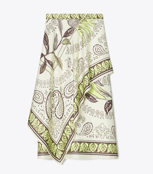 Tory Burch Silk Scarf Wrap Skirt - Mint Cockatoo