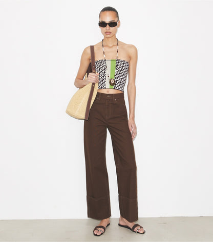 Tory Burch Jacquard Bandeau Top - Ivory / Dark Red / Green
