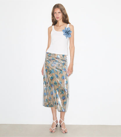 Tory Burch Sequin Skirt - Blue Roses