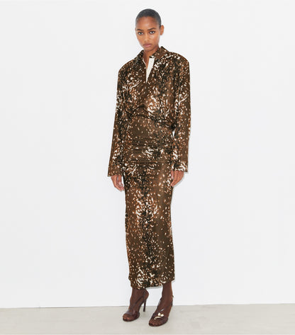 Tory Burch Viscose Shirtdress - Chocolate Brown Fawn