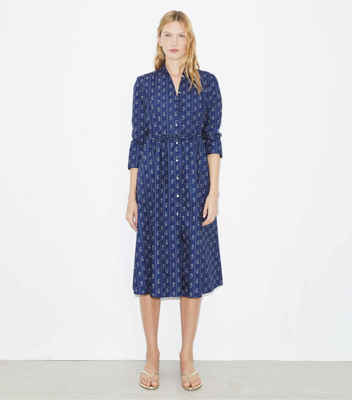 Tory Burch Cotton Shirtdress - Blue Paisley